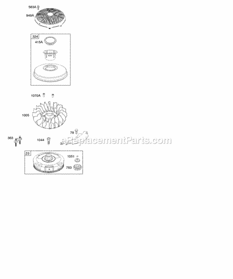 Flywheel Governor Spring Ignition Diagram and Parts List for 331877-0110-G5  Briggs and Stratton Engine